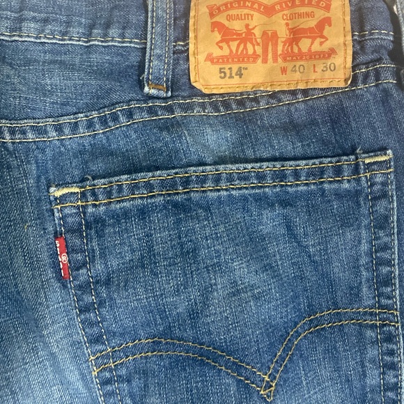 Levis 514 Jeans Mens 40x30 Slim Straight Blue Denim Pants Cotton Adult - Picture 6 of 9